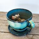 Ceramiczna filiżanka z figurką hipopotama -Burza morska ok 360 ml - na prezent