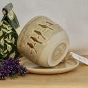 Komplet ceramicznych filiżanek z ptaszkami - 2 sztuki