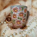 Kwiecisty kubek ręcznie malowany 300 ml - porcelana i kwitnące kwiaty