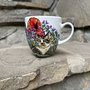 Porcelanowy kubek ręcznie malowany Koty i kwiaty (300 ml)