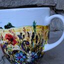 Porcelanowy kubek ręcznie malowany Łąka - 300 ml