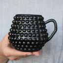 Kubek Ceramiczny Bąbelki Czarny Mat 350ml