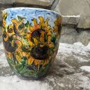 Porcelanowy kubek ręcznie malowany Słoneczniki (300 ml)