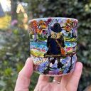 Porcelanowy kubek ręcznie malowany - Jesień w parku