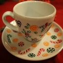 Ręcznie malowana filiżanka do espresso ze spodkiem PIERNICZKI