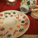 Ręcznie malowana filiżanka do espresso ze spodkiem PIERNICZKI