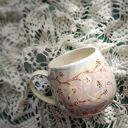 Wiosenny kubek OPAL z kwiatem wiśni - ręcznie malowany, porcelana 380 ml