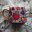 ręcznie malowany kubek porcelanowy SERCE