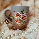 Kwiecisty kubek ręcznie malowany 300 ml - porcelana i kwitnące kwiaty