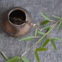 Duże złote matero do yerba mate - ręcznie lepione z kamionki