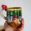 Duży kubek ceramiczny z muchomorem - Miodna łąka (ok. 500 ml) handmade