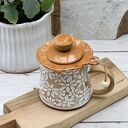 Ceramiczny zaparzacz z pokrywką do herbaty liściastej i ziołowej