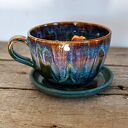 Ceramiczna filiżanka z figurką sowy płomykówki - Opal, ok. 310 ml (z talerzykiem)