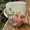 Porcelanowy kubek ręcznie malowany Polne kwiaty