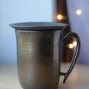 Kubek z pokrywką Złoto Srebrny 325 ml - rękodzieło ceramiczne