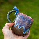 Kubek ceramiczny z kwiatkiem - zielone poszycie (ok. 400 ml)
