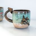Duży kubek z grzybkami ceramiczny - ok. 500 ml, rękodzieło Azul Horse