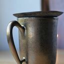 Kubek z pokrywką Złoto Srebrny 325 ml - rękodzieło ceramiczne