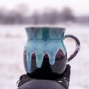 Handmade fioletowy kubek ceramiczny Mroźna Violetta - duży ok. 450-520 ml