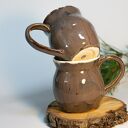 2 szt Porcelanowe kubki Czekoladowy fiolet, 350 ml | Handmade