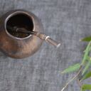 Duże złote matero do yerba mate - ręcznie lepione z kamionki