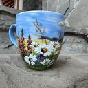 Porcelanowy kubek ręcznie malowany Polne kwiaty (300 ml)