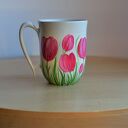 Kubek ceramiczny ręcznie malowany tulipany 300 ml