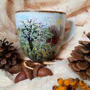 Ręcznie malowany bażant i dzikie jabłonie kubek 480 ml