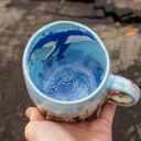 Duży kubek kamionkowy z wielorybem i waleniem 420 ml