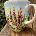 Porcelanowy kubek ręcznie malowany Polne kwiaty