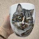 Porcelanowy kubek ręcznie malowany Kot w kocimiętce