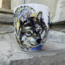 Porcelanowy kubek ręcznie malowany Zimowy Wilk 300 ml
