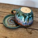 Ceramiczna filiżanka z figurką sowy płomykówki - Opal, ok. 310 ml (z talerzykiem)