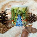 Jeżyk Mazurek i Źródło Słoneczne - ręcznie malowany kubek 270 ml z porcelany