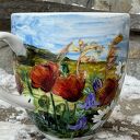 Porcelanowy kubek ręcznie malowany Polne kwiaty