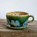 Ceramiczna filiżanka z figurką Sowy Płomykówki - Miodna łąka na prezent ok 310 ml