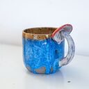 Duży kubek z muchomorem handmade Lava Blue - ok. 500 ml