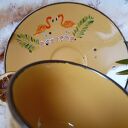 Barwny ręcznie malowany komplet kawowy 300 ml - talerzyk i filiżanka z porcelany