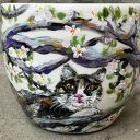 Porcelanowa filiżanka ręcznie malowana - Kot na jabłoni