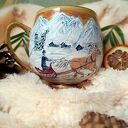 baryłka z pejzażem zimowym malowany dookoła Kubek 460 ml