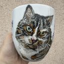 Porcelanowy kubek ręcznie malowany Kot w kocimiętce