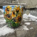 Porcelanowy kubek ręcznie malowany Słoneczniki (300 ml)