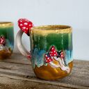 Duży kubek ceramiczny z muchomorem - Miodna łąka (ok. 500 ml) handmade