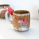 Duży kubek z muchomorem handmade - nakrapiana jesień, ok. 480 ml