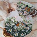 Dzikie róże i gile - ręcznie malowany komplet kubków z porcelany