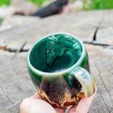Handmade duży ceramiczny kubek z koniem wewnątrz - Smaragd - ok 390 ml