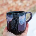 Handmade Ceramiczny duży kubek z kotem - Violetta ok 4500ml Czarny kot