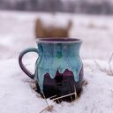 Handmade fioletowy kubek ceramiczny Mroźna Violetta - duży ok. 450-520 ml