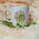 Czapla w sitowiu - ręcznie malowany kubek porcelanowy 270 ml 