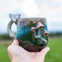 Handmade Kubek z grzybkami | Psychodelki Zielone poszycie | ok 410 ml (3)